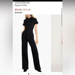 Good American Charcoal Denim Jumpsuit